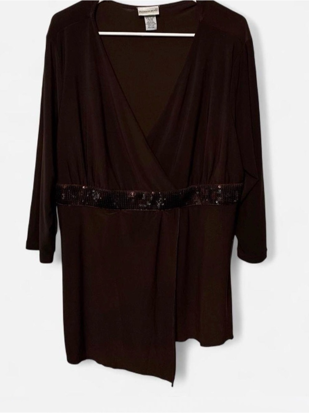 Vintage Fashion Bug Y2K McBling Sequin Faux Wrap Tunic Plus 22/24